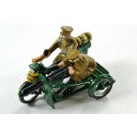 Toy Soldiers comprising attractive Motorbike Machine Gun Set of unknown maker. Appears excellent.