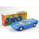 Clifford Series No. 705 Ford GT Sports Car. Blue Plastic with Yellow Racing Stipe and No. 11 Decals.