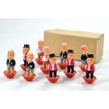 Vintage boxed miniature 6cm celluloid figures. A box of 20 weighted base figures possibly part of