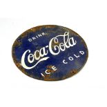 Vintage Coca Cola Enamel Advertising Sign, some notable rust as shown.