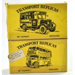 Duo of Varney Transport Replicas White Metal Model kits comprising London Bus and Lyons Tea Van.