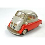 Empire Made large scale tinplate and plastic friction driven Isetta Style Bubble Car. Generally good