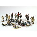 A variety of vintage heavy metal military figures, French made and some others plus the odd