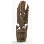 Antique Wooden Carved Sculpture comprising Vishnu mounted on Hindu Bird Garuda. Impressive and