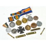 A selection of WW1 and Commemerate medals including WWI British Anti-German propaganda Antwerp