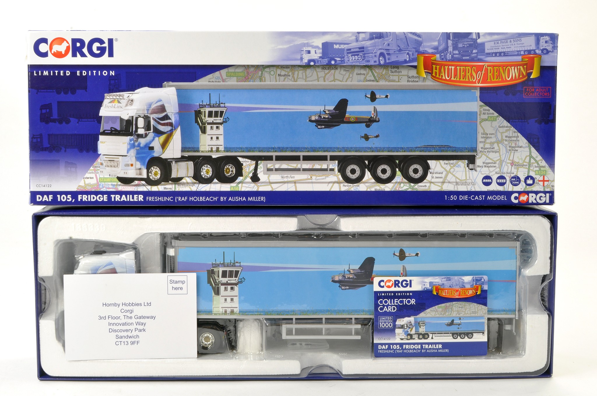 Corgi Diecast Model Truck Issue comprising No. CC14122 DAF 105 Fridge Trailer in the livery of