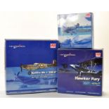 Hobby Master Diecast Model Aircraft comprising No. HA7801 Spitfire, HA8002 Hawker Fury and HA1703