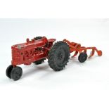 Hubley Vintage Tractor and Plough Set. Fair with wear throughout.