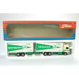 Tekno 1/50 Model Truck issue comprising Volvo drawbar trailer in the livery of Biddeloo. Appears