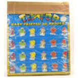 Tip Top Shop Display Card of Vintage Mr Men Badges.