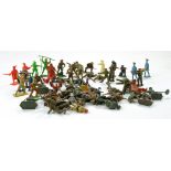 Group of plastic and metal figures comprising military issues, robin hood and some others from