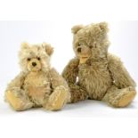 Duo of Herman Vintage Open Mouth Bears, full jointed, 20/25cm and 35/40cm. Smaller issue has some