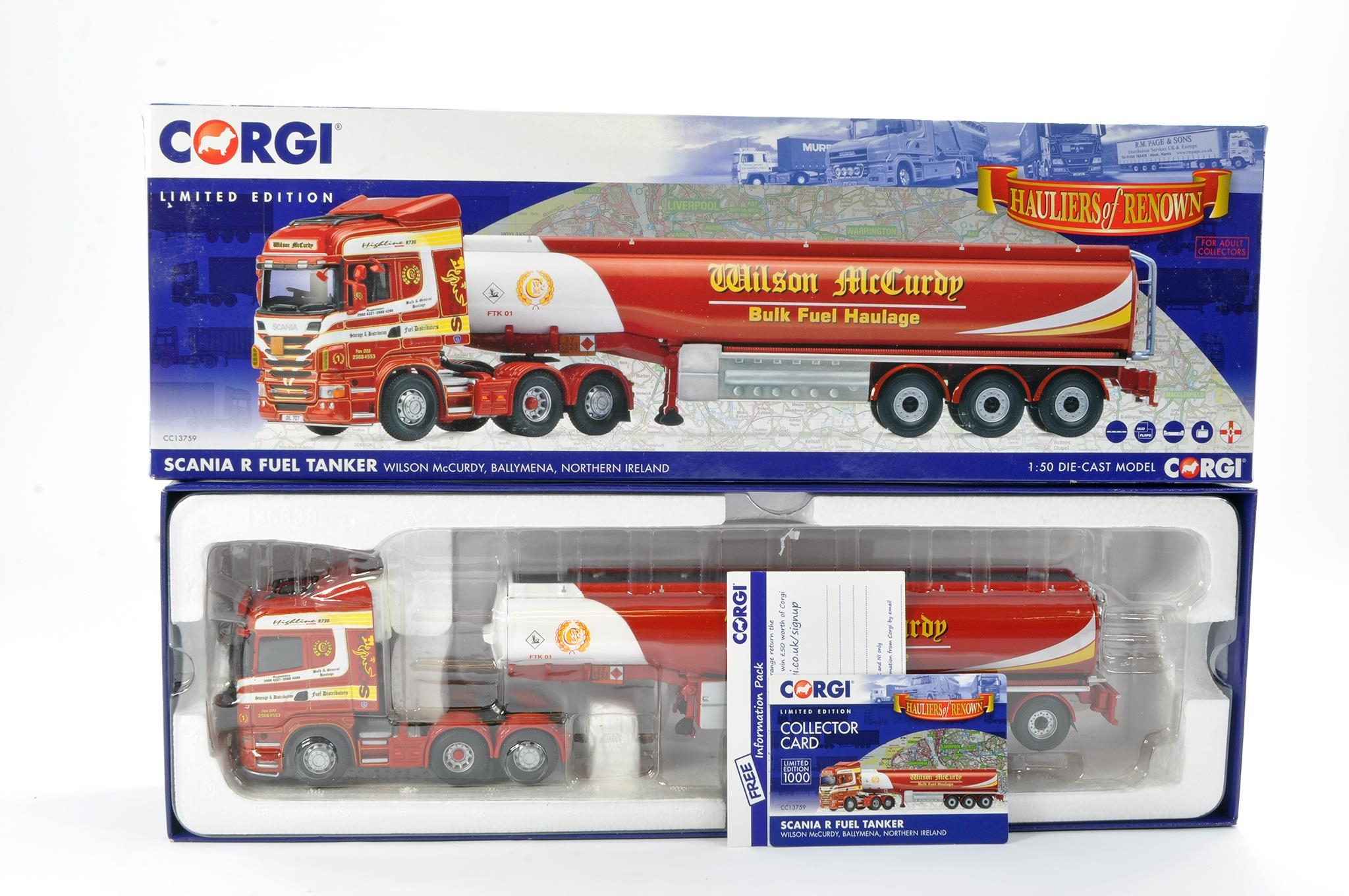 Corgi Diecast Model Truck issue comprising No. CC13759 Scania R Fuel Tanker in livery of Wilson