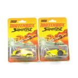 Matchbox Superfast No. 21b Rod Roller x 2. Lemon yellow body with flame label, red seat, harder to