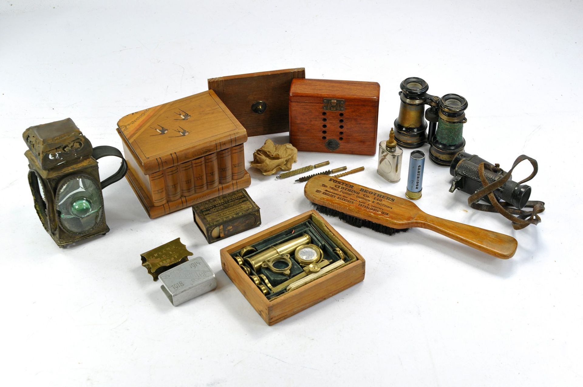 A very interesting assortment of vintage items comprising Parker Gun Cleaning Kit with box and