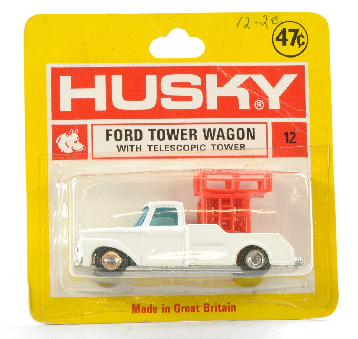 Husky No. 12 Ford Tower Wagon. White and Red. Excellent on unopened card with bubble having no