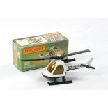 Matchbox Superfast No. 75D Helicopter. White and Black including base with Amber Windows. Made in