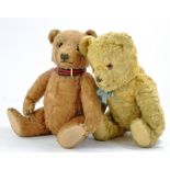 Duo of Vintage British Teddy Bear issues, with significant wear, 30cm and 40/45cm.