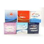 Model Aircraft comprising Six 1/400 boxed commercial airliners in various liveries. All look to be