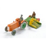 Charbens Vintage Tractor and Binder Set. Orange and Green tractor with binder in green, yellow and