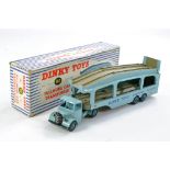 Dinky No. 982 Bedford Pullmore Car Transporter. Light blue cab and trailer with fawn platforms.