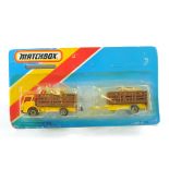 Matchbox Superfast twin pack, made in Macau, comprising No. TP-103 Dodge cattle truck and trailer.
