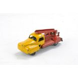 Solido Clockwork Fire Engine. Red and Yellow. Fair with base cracked and general wear throughout but
