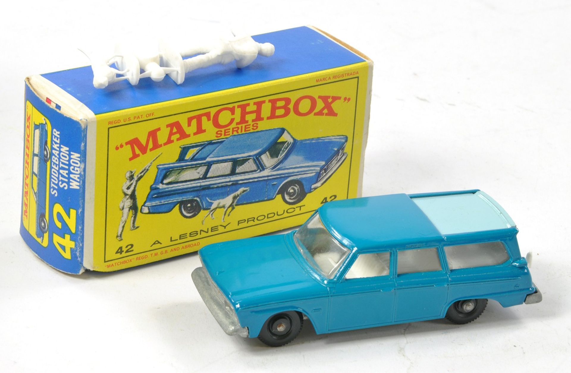 Matchbox Regular Wheels No. 42b Studebaker Lark Station Wagon. Darker Turquoise with light blue roof