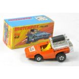 Matchbox Superfast No. 42b Tyre Fryer promotional issue. Orange body with Jaffa Mobile bonnet label,