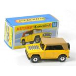 Matchbox Superfast No. 18a Field Car twin pack issue. Dark Yellow with chequered bonnet, tan hood,