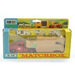 Matchbox King Size K18 Dodge Articulated Horse Transporter. Red with Tan Trailer, Ascot Stables.