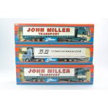 Tekno 1/50 Model Truck issues comprising 1) Leyland DAF Curtainside in the livery of John Miller, 2)