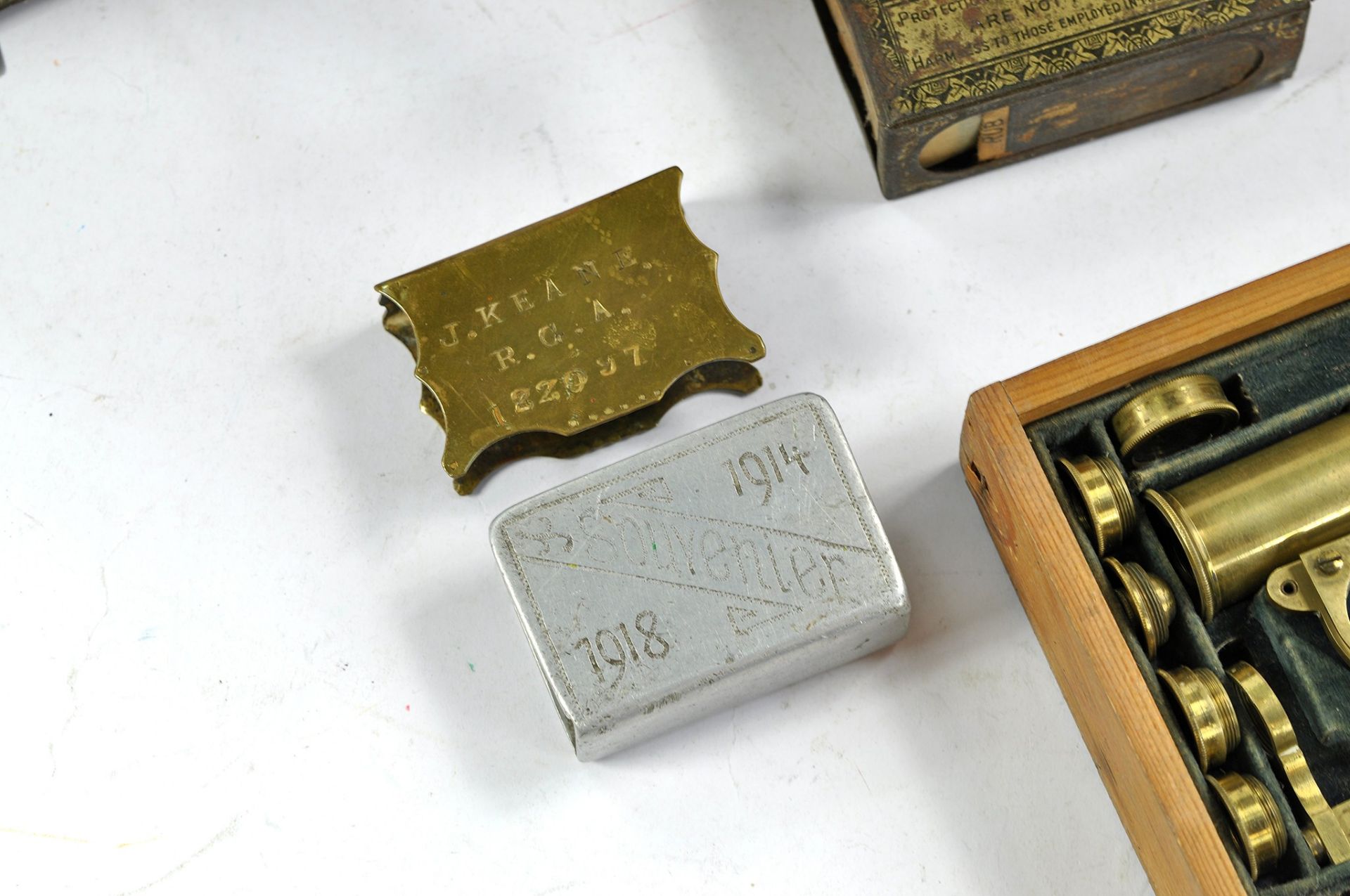 A very interesting assortment of vintage items comprising Parker Gun Cleaning Kit with box and - Image 5 of 10