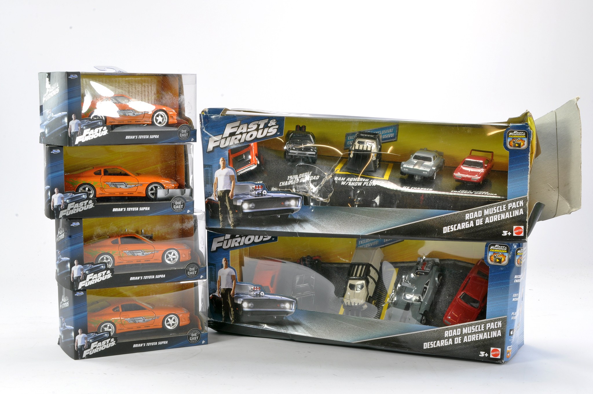 Fast and the Furious themed Sets, six boxed issues. Boxes with signs of wear, notable on some.