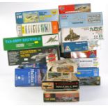 Plastic Model Kits comprising Seventeen Mostly Aircraft and other military vehicles, from various