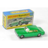 Matchbox Superfast No. 53a Ford Zodiac. Metallic emerald green, ivory interior and unpainted base.