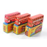 Matchbox Superfast No. 74a Daimler Bus x 2. Matt Pink with pink base plus Red variation with pink