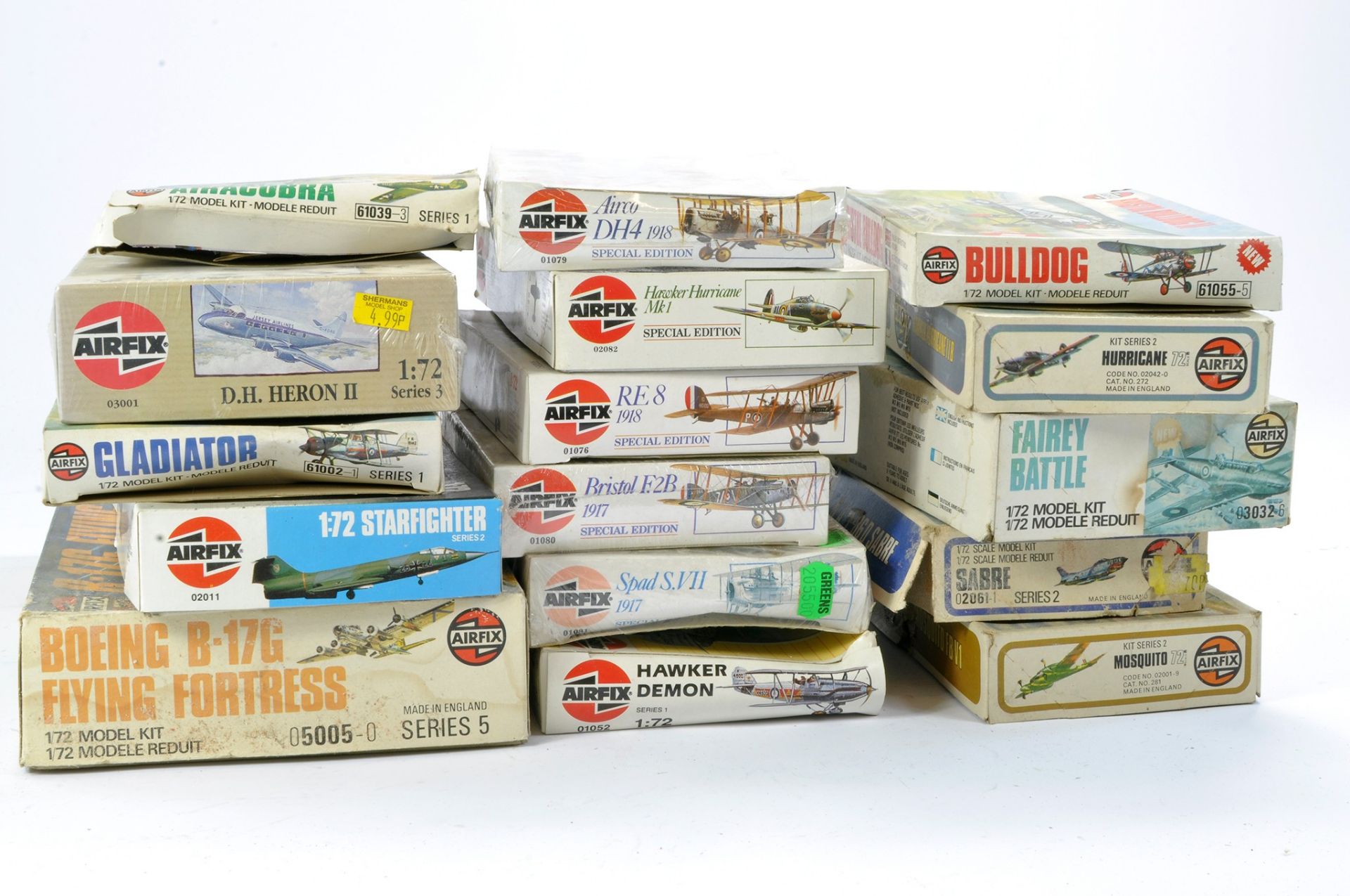 Sixteen Plastic Model Kits, mostly older issue Airfix Aircraft. All look to be complete and