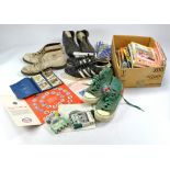 Sport Memorabilia comprising football boots inc vintage pair, vintage golf shoes, Vintage Pepe