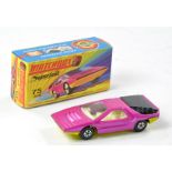 Matchbox Superfast No. 75b Alfa Carabo. Metallic Pink with yellow base. Clear windows, white