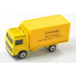 Matchbox Superfast No. 20d Volvo Container Truck. Promotional. Yellow with Lewinksy Dry Cleaners