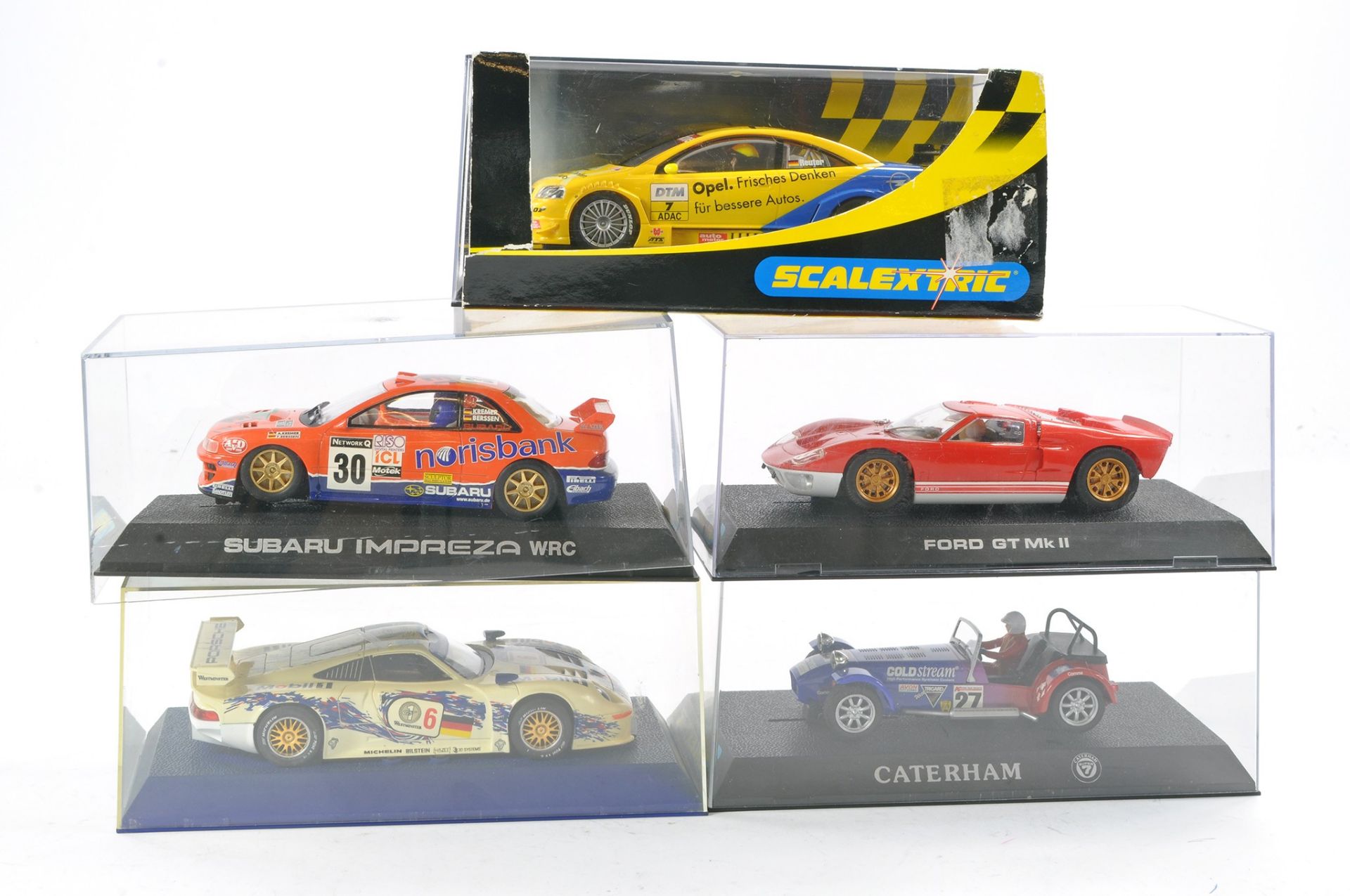 Slot Car Scalextric 1/32 issues comprising C2474 Opel V8 Coupe Team Phoenix, Subaru Impreza WRC,