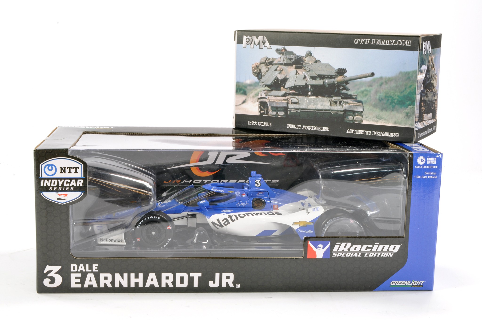 Greenlight 1/18 NTT IndyCar Series Dale Earnhardt. Plus PMA 1/72 US M60A1 Tank. Excellent, not