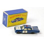 Matchbox Regular Wheels No. 55b Ford Fairlane Police Car. Dark blue body with rear silver trim,