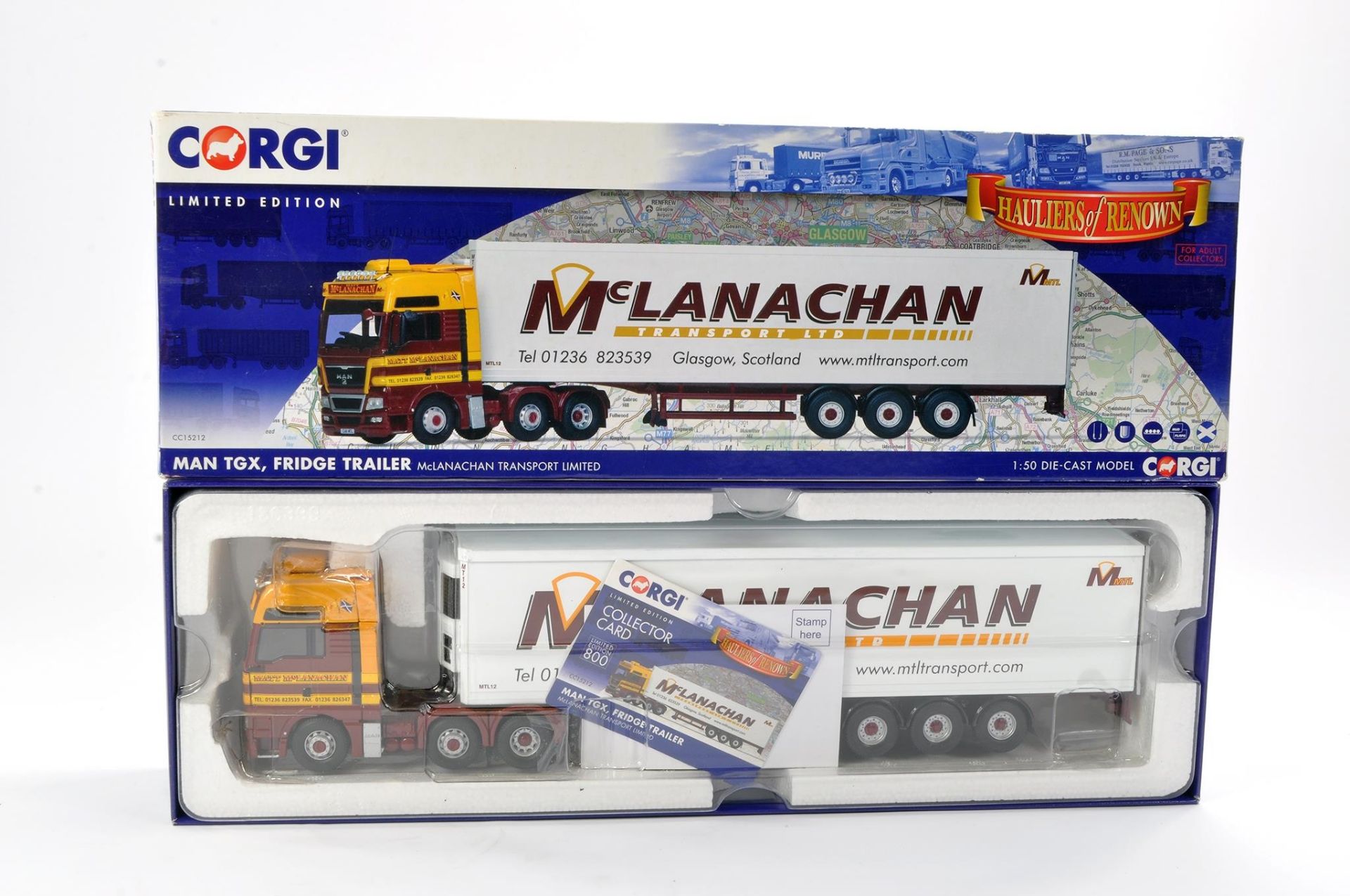 Corgi Diecast Model Truck issue comprising No. CC15212 MAN TGX Fridge Trailer in livery of