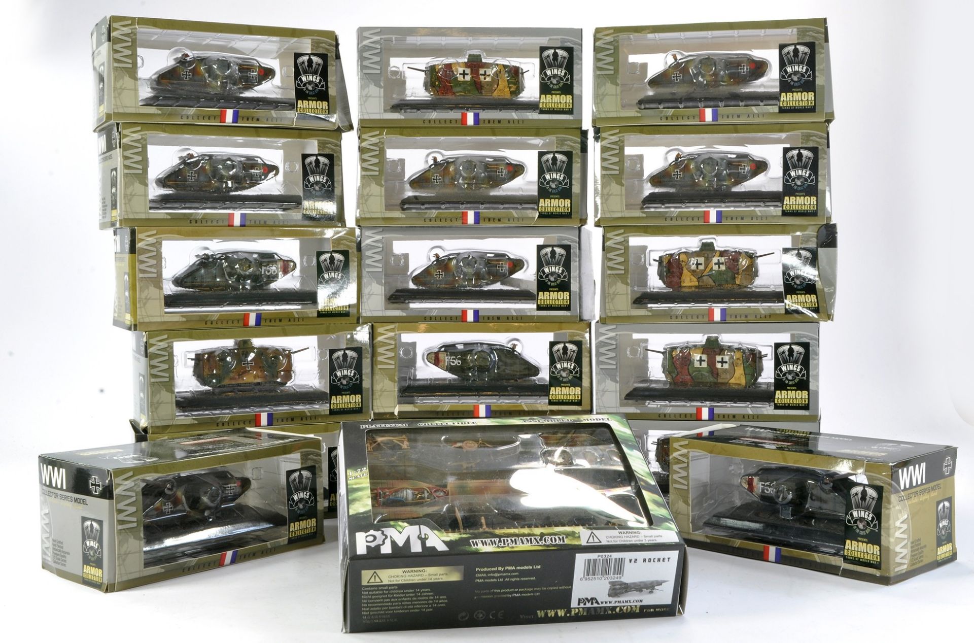 Seventeen Wings Armor Series WW1 Tanks in boxes, notorious for track damage so assume faults