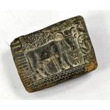 An intriguing and possibly 'ancient' antiquity black symbolic stone carved tablet / fragment of