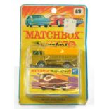 Matchbox Superfast No. 1a Mercedes Covered Truck. Gold with chrome trim, yellow tilt and green