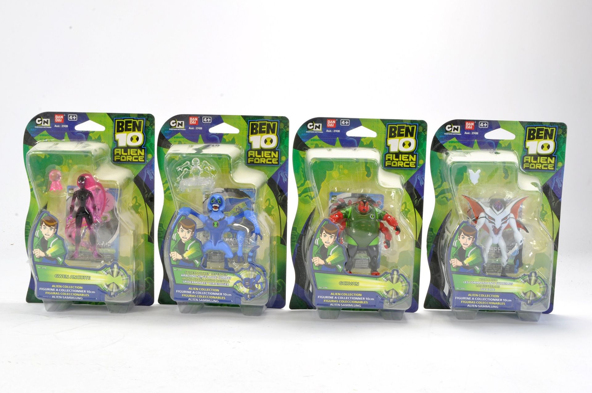 Bandai Cartoon Network Ben 10 Alien Force Carded Figures comprising Highbreed, Spidermonkey and Gwen