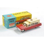 Corgi No. 437 Superior Ambulance. Two-tone cream and red, brown interior. Good to very good, some